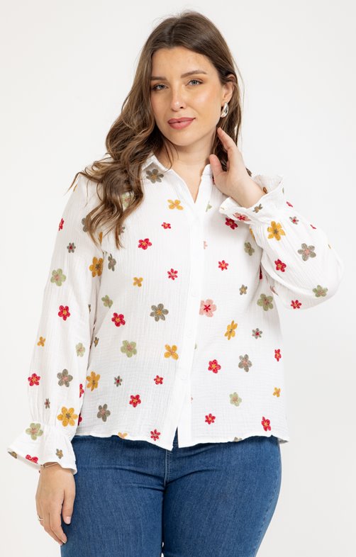 Chemise fleurie en gaze de coton