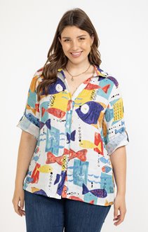 Chemise en lin imprimée
