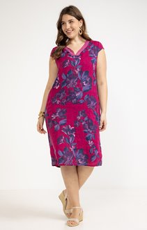 Robe en lin imprimé, col à sequins