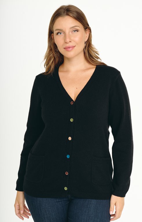 Cardigan uni avec boutons recouverts