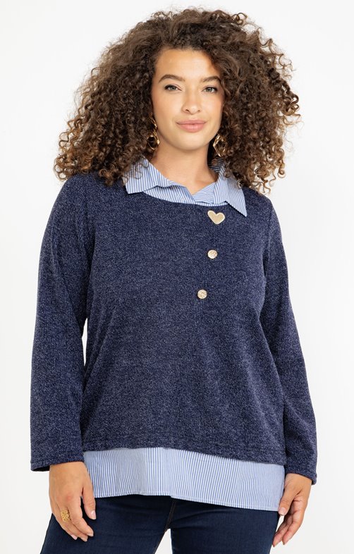 Pull 2-en-1 avec patchs fantaisie