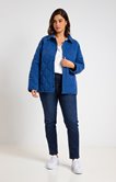 Veste unie à pressions avec surpiqûres