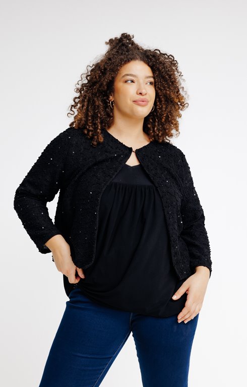 Gilet pop corn col rond en maille