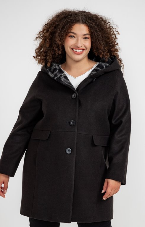 Manteau uni bouton avec tissu fantaisie