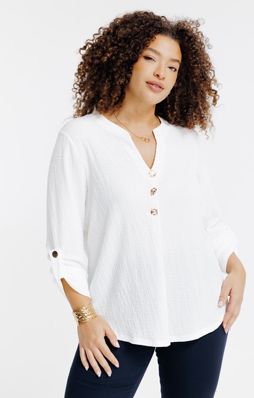 Tee-shirt maille relifée avec boutons 