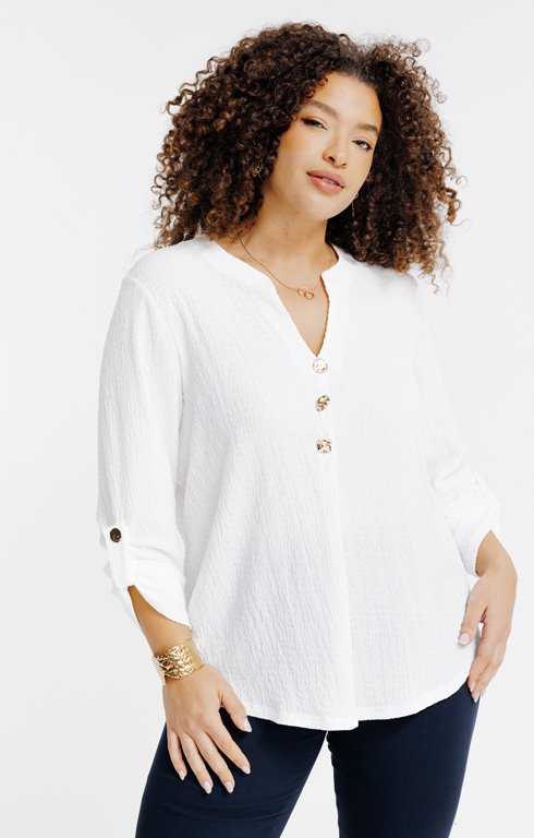 Tee-shirt maille relifée avec boutons 