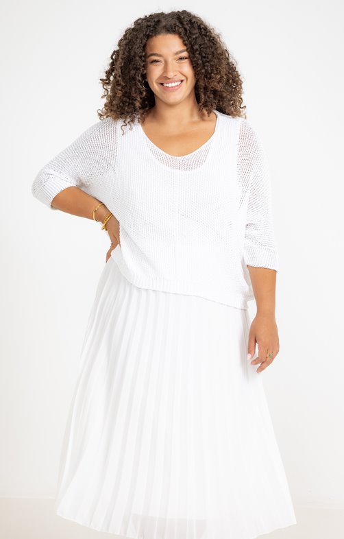 Robe 2-en-1 pull maille jupon plissé