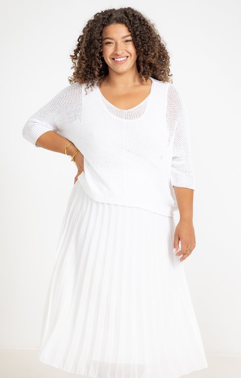 Robe 2-en-1 pull maille jupon plissé