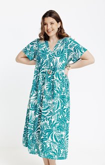 Robe longue à imprimé végétal