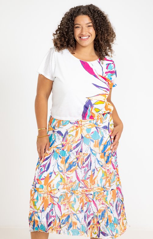Robe 2-en-1 tee-shirt et jupe plissé