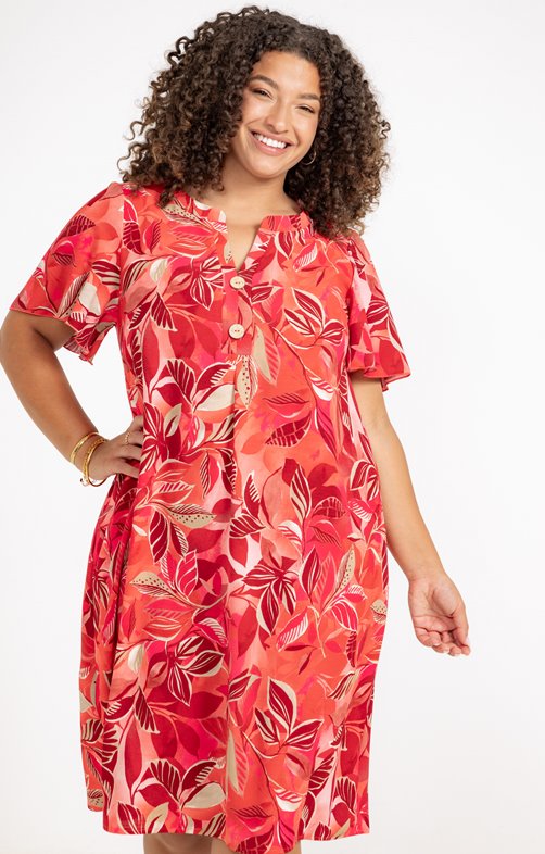 Robe imprimée encolure v 