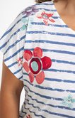 Tee-shirt rayé imprimé fleurs