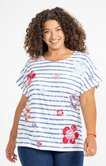 Tee-shirt rayé imprimé fleurs
