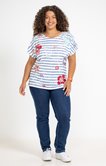 Tee-shirt rayé imprimé fleurs