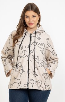 Veste poilue imprimé chat