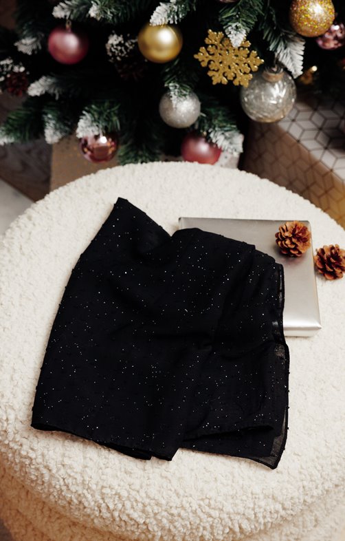 Etole noire et spray paillettes silver