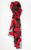 Foulard fond noir feuilles dévoré rouge