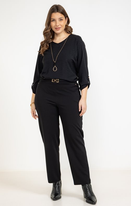 Pantalon droit boucle ceinture