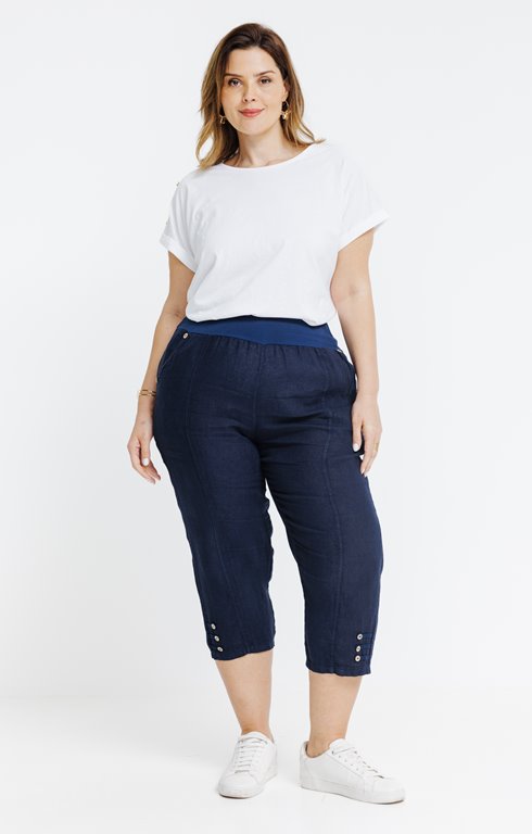 Pantacourt en lin avec boutons 