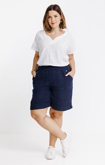 Short en lin avec boutons coco