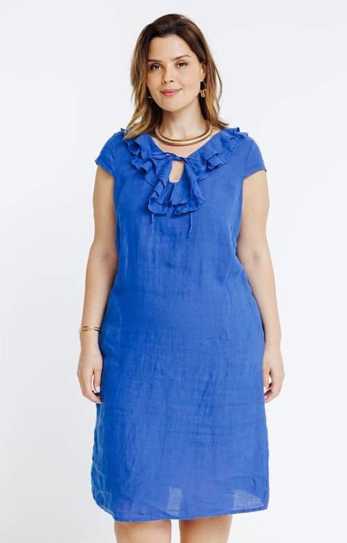 Robe en lin col à volants